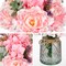 Faux Flower Arrangements Artificial Peony Hydrangea Silk Flowers with Glass Vase Realistic Fake Potted Floral Bouquet